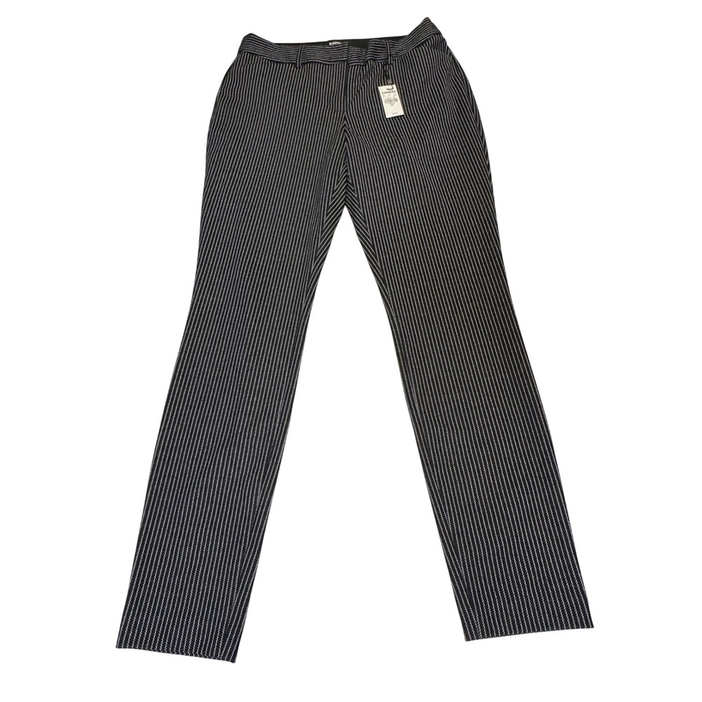 Express Skinny Mid Rise Pinstripe Dress Pants Black White Size 8R New With Tags